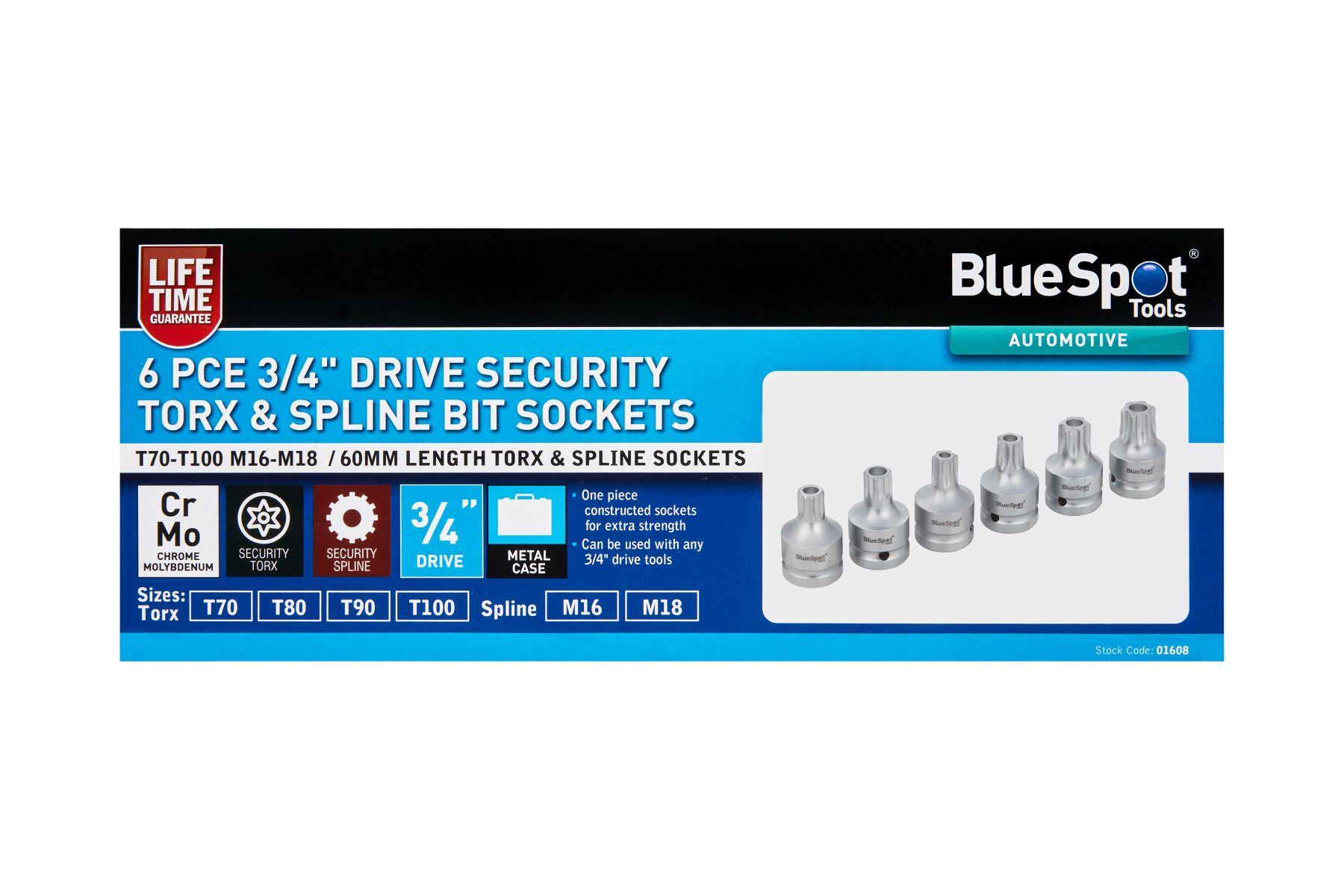 Blue Spot Tools 6 PCE 3/4" Drive Torx & Spline Bit
