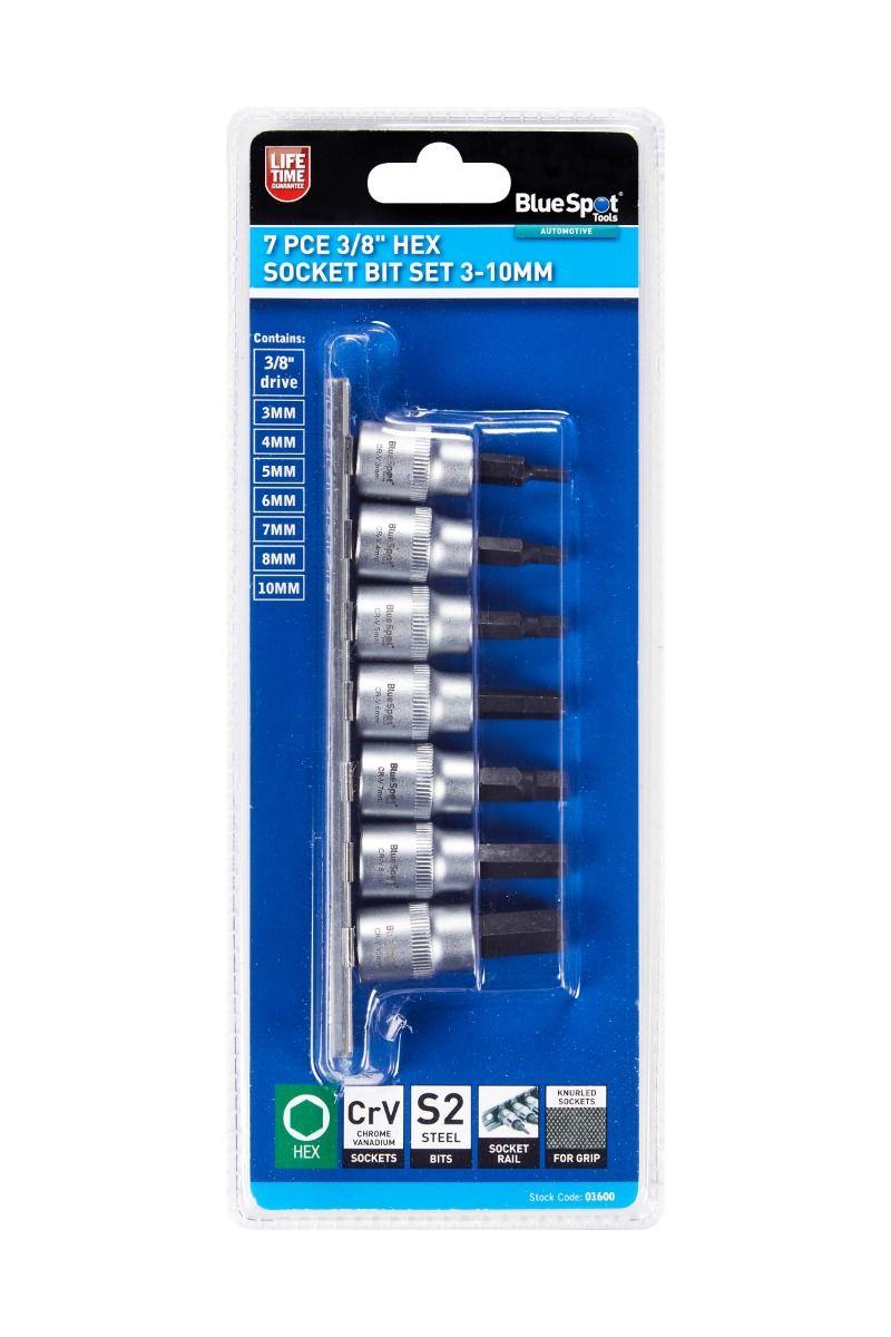 Blue Spot Tools 7 PCE 3/8" Hex Socket Bit Set