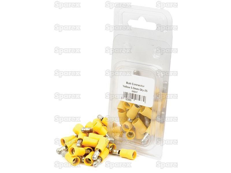 Pre Insulated Bullet Terminal, Double Grip - Male, 5.0mm, Yellow (4.0 - 6.0mm) (Agripak 25 pcs.)