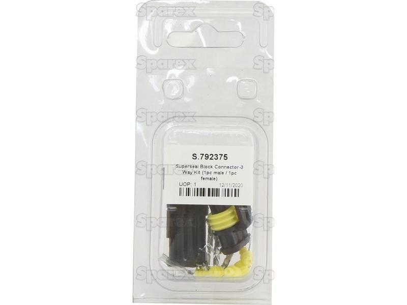 Superseal Block Connector-3 Way Kit (1pc male / 1pc female) Agripak