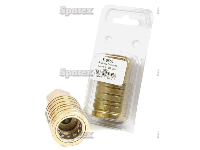 Sparex Quick Release Hydraulic Coupling Female 1/2'' Body x 1/2'' BSP Female Thread (Agripak 1pc.)