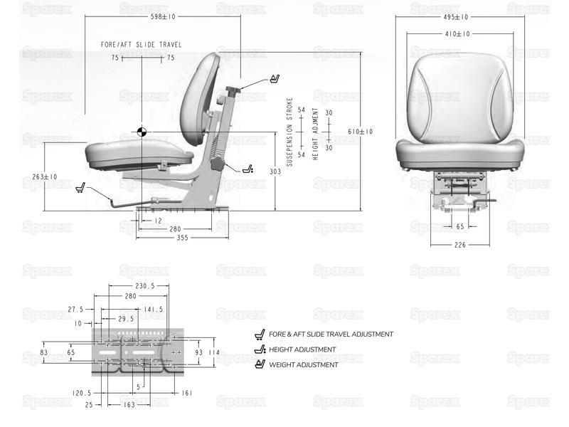 Mechanical Suspension Seat for Massey Ferguson 178 (100 Series)