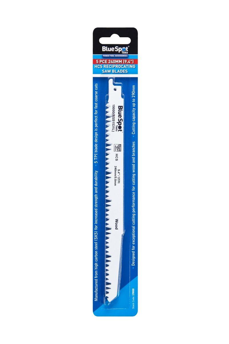Blue Spot Tools 5 PCE 240mm (9.4") HCS Reciprocating Saw Blades