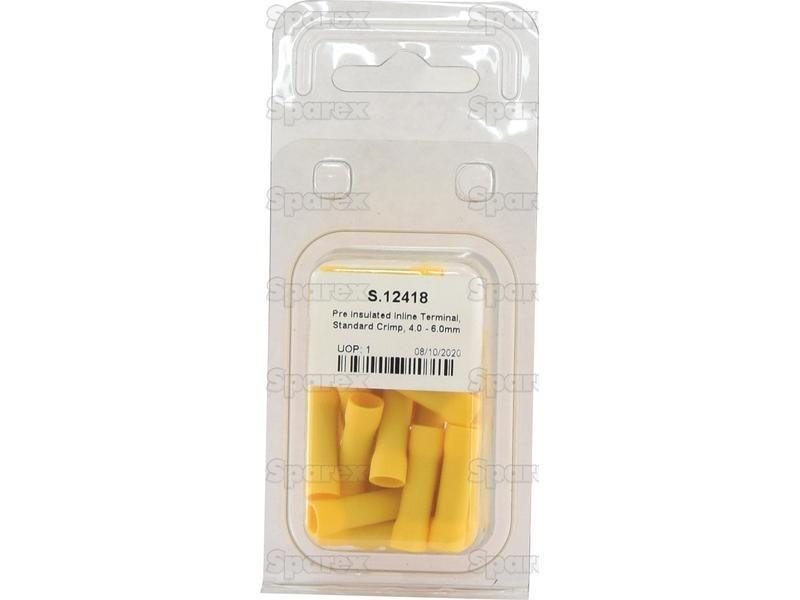 Pre Insulated Inline Terminal, Standard Crimp, 5.0mm, Yellow (4.0 - 6.0mm) (Agripak 25 pcs.)
