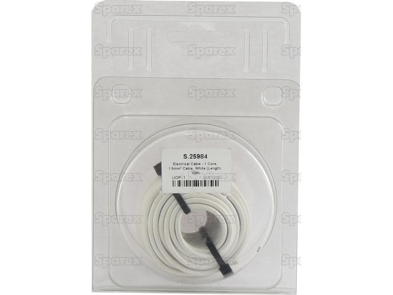 Electrical Cable - 1 Core, 1.5mm°² Cable, White (Length: 10M), (Agripak)