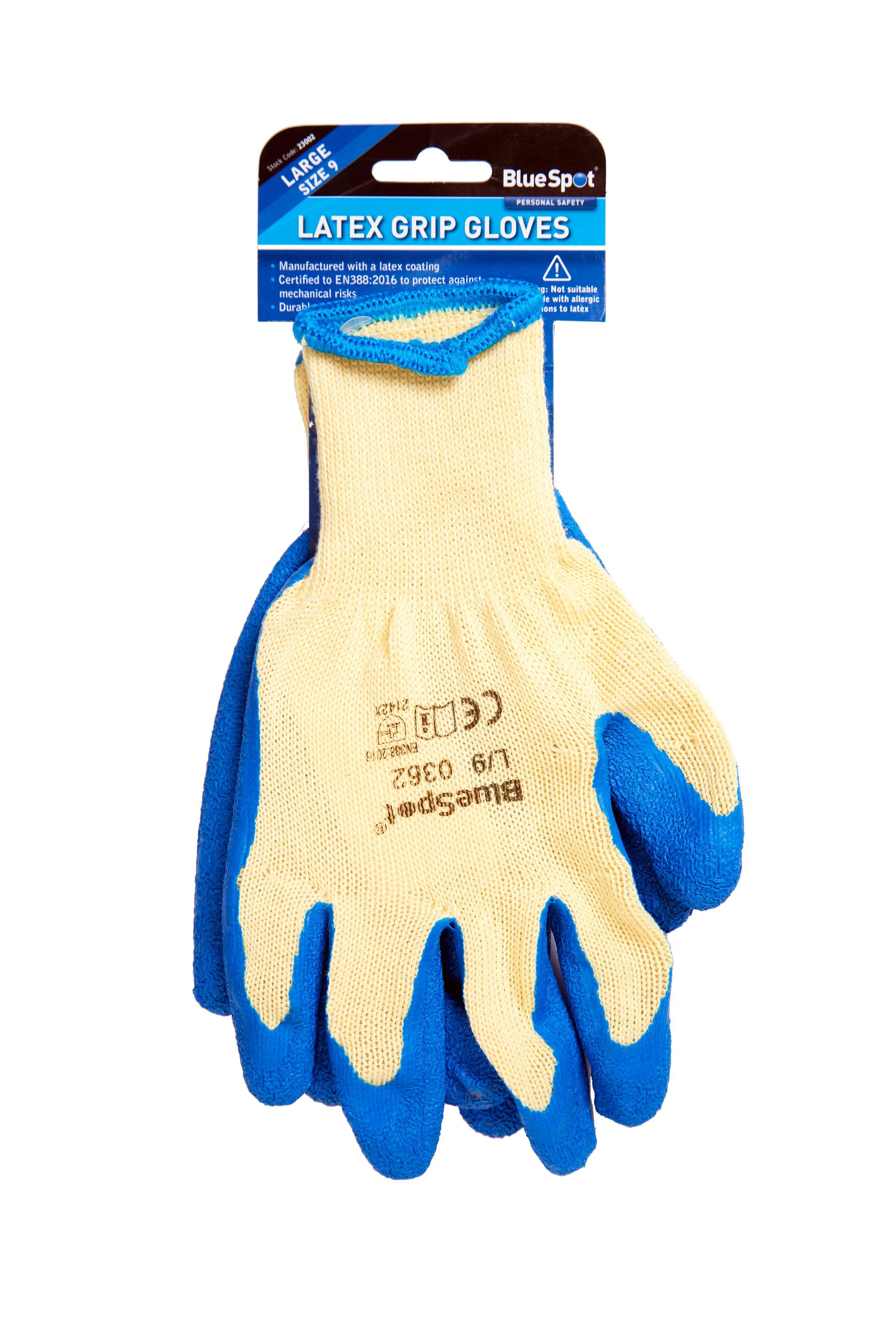 Blue Spot Tools Latex Grip Gloves (Large)