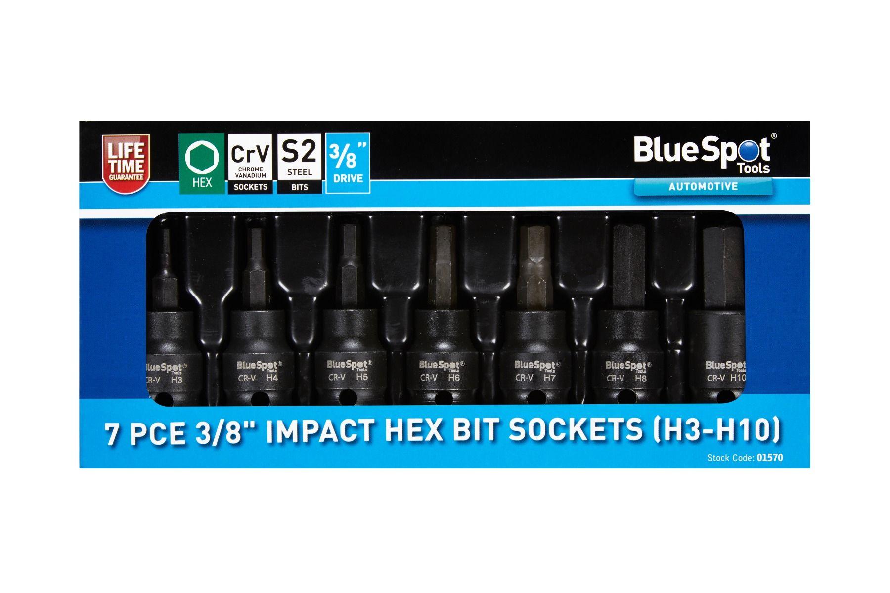 Blue Spot Tools 7 PCE 3/8" Impact Hex Bit Sockets (H3-H10)