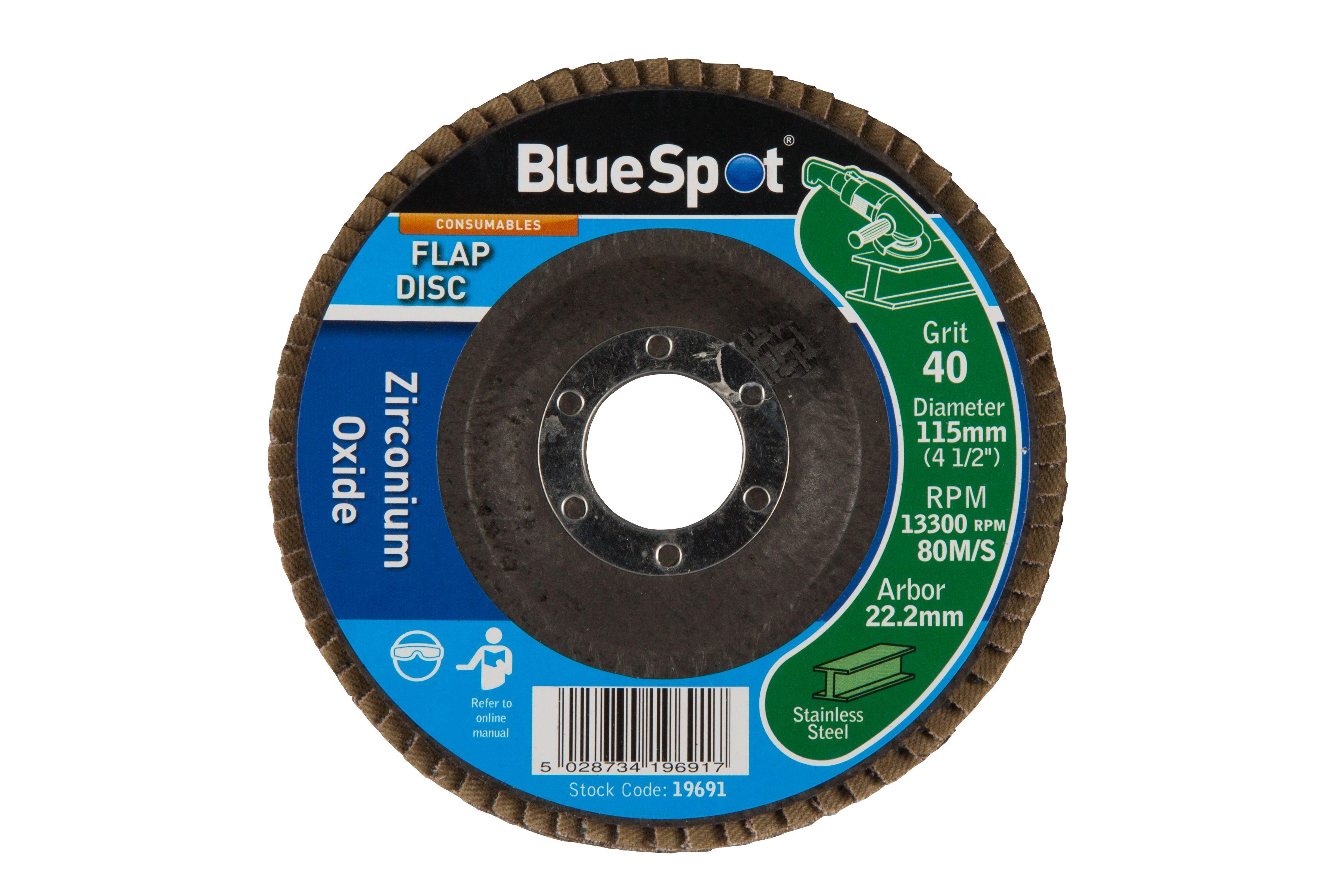 Blue Spot Tools 115mm (4.5") 40 Grit Zirconium Oxide Flap Disc