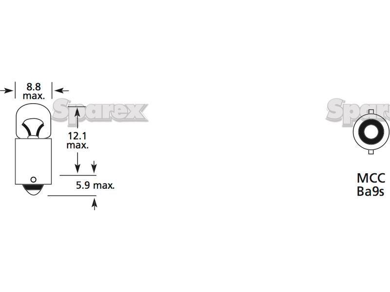 Halogen Side | Indicator Bulb, 12V, 2W, BA9s Base John Deere, Lucas, OSRAM, Phillips