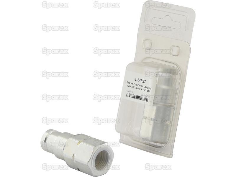 Sparex Flat Faced Coupling Male 3/8'' Body x 1/2'' BSP Female Thread (Agripak 1pc.)