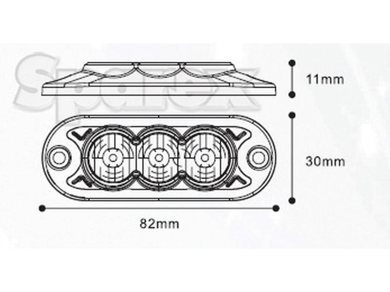 LED Slimline Hazard Light, Interference: Class 3, Function: Single Flash, Double Flash, 12-24V