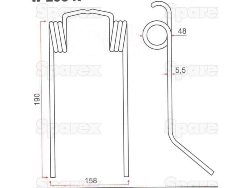 Pick-Up Haytine - -  Length:190mm, Width:158mm, Ø5.5mm - Replacement for New Holland Ford New Holland (435428, 626011, 80435428, 89819750)