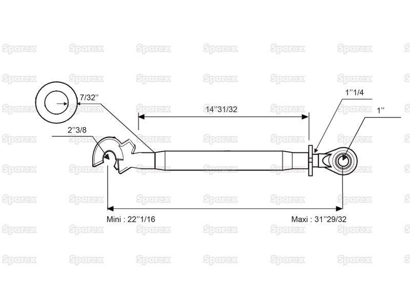 Top Link Heavy Duty (Cat.2/3) Ball and Q.R. Hook, Min. Length: 560mm.