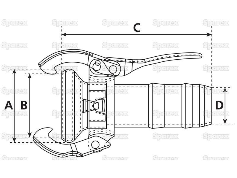 Coupling with hose end - Female 4'' (108mm) x4'' (102mm) (Galvanised)