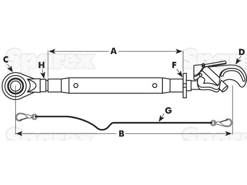 Top Link Superlink (Lever Lock) (Cat.2/3) Ball and Q.R. Hook, Min. Length: 610mm.