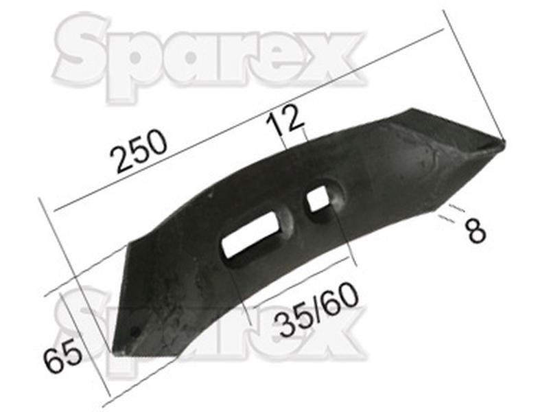 Reversible point 250x65x8mm Hole centres 35/60mm for Universal