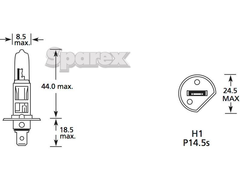 Halogen Plough Bulb, 12V, 55W, P14.5s Base Fiat, John Deere, Lucas, Massey Ferguson, OSRAM, Phillips