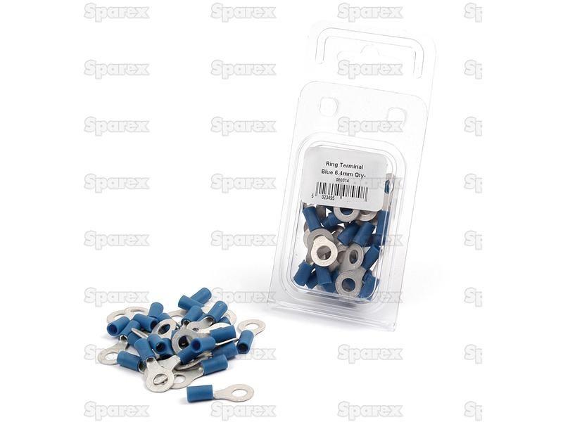 Pre Insulated Ring Terminal, Double Grip, 6.4mm, Blue (1.5 - 2.5mm) (Agripak 25 pcs.)