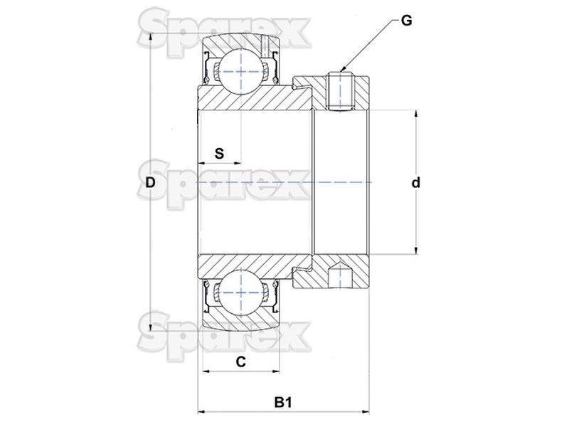 Sparex Plummer Block Bearing Insert (ES207) for Claas Mega 218 (Combines)