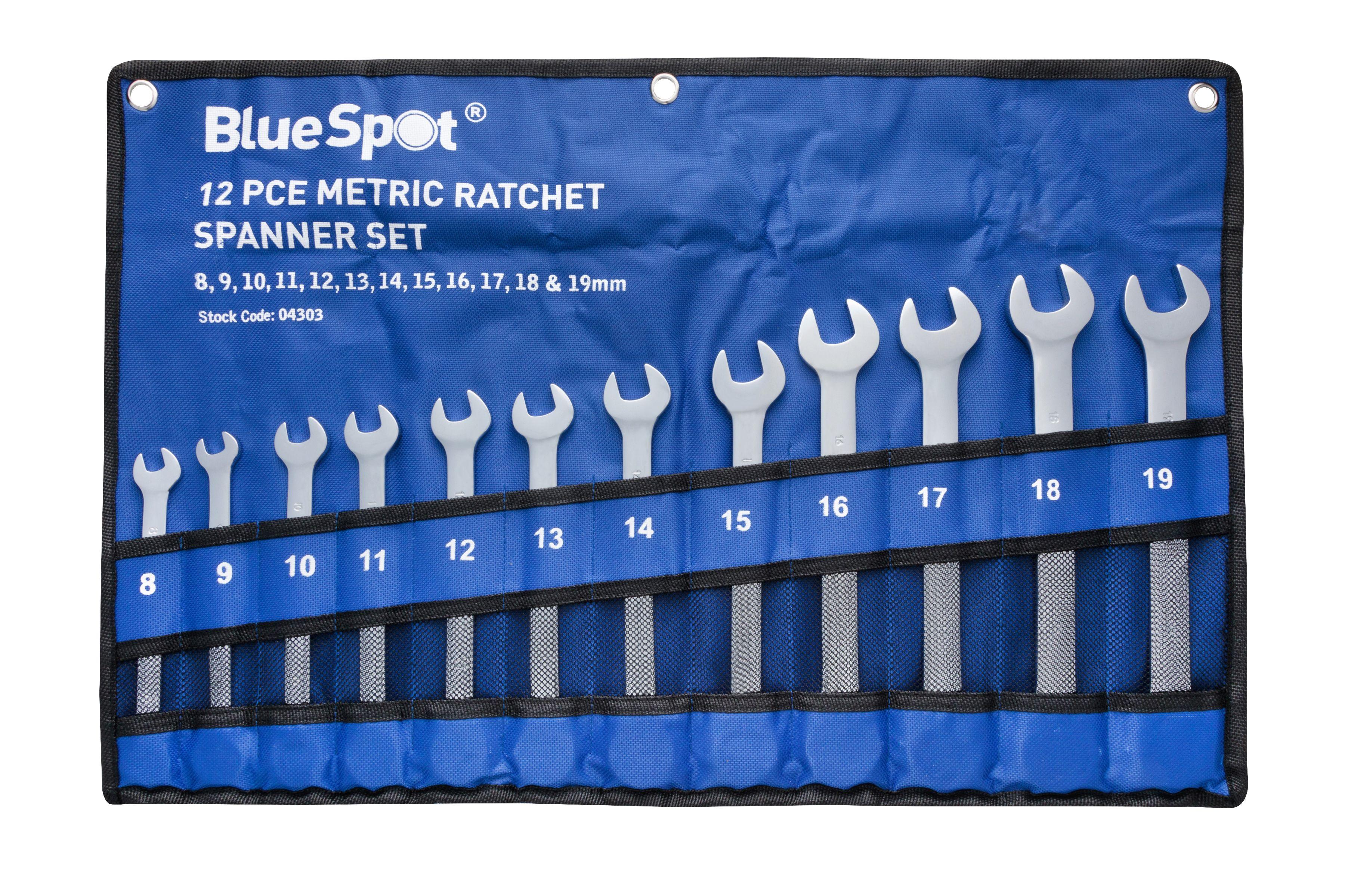 Blue Spot Tools 12 PCE Metric Ratchet Spanner Set (8-19mm)