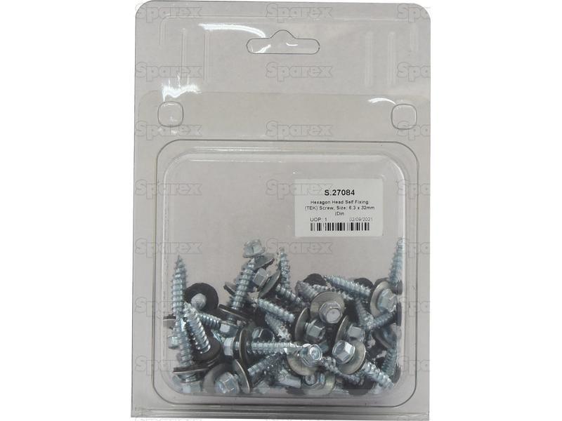 Hexagon Head Self Fixing (TEK) Screw, Size: 6.3 x 32mm (Din 7504K)