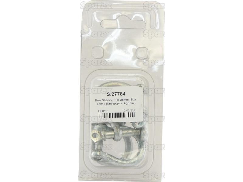 Bow Shackle, Pin Ø6mm, Size: 6mm (8 pcs. Agripak)