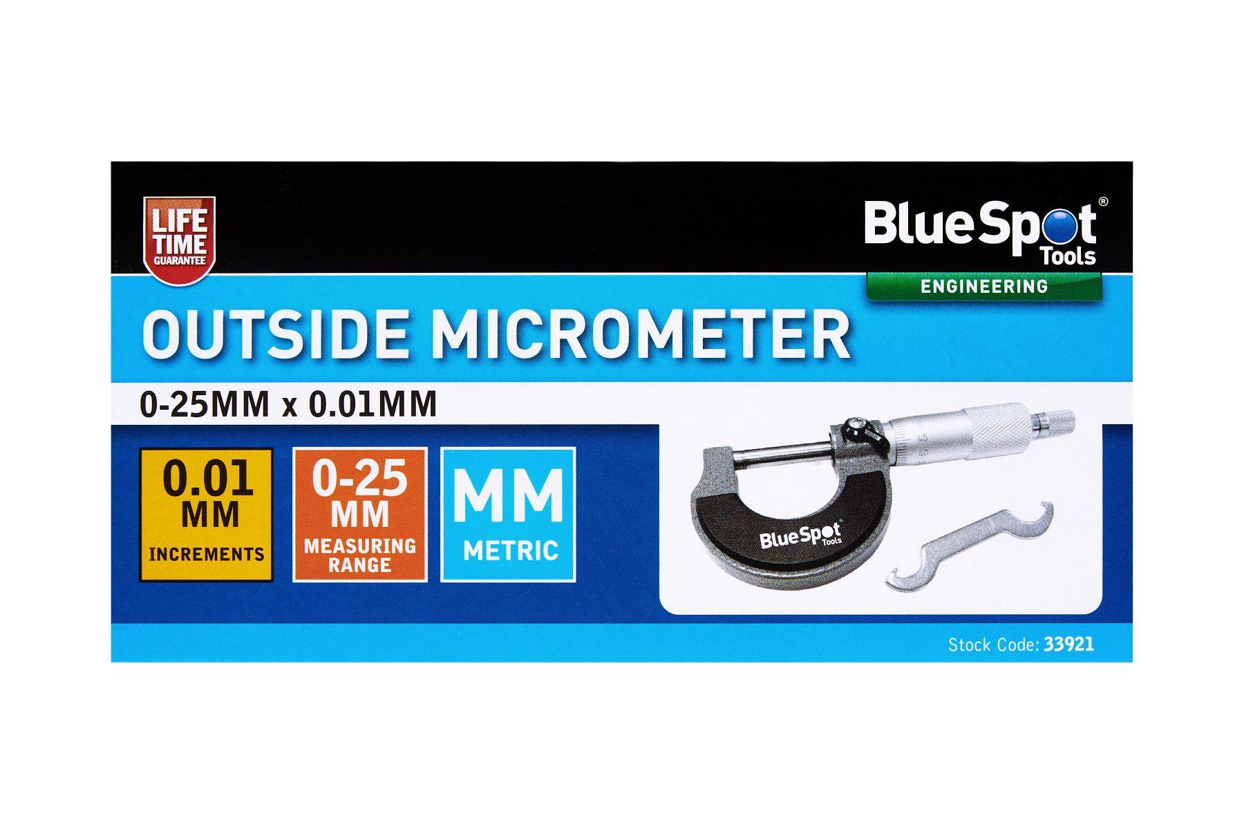 BLUE SPOT 0-25mm X 0.01mm OUTSIDE MICROMETER