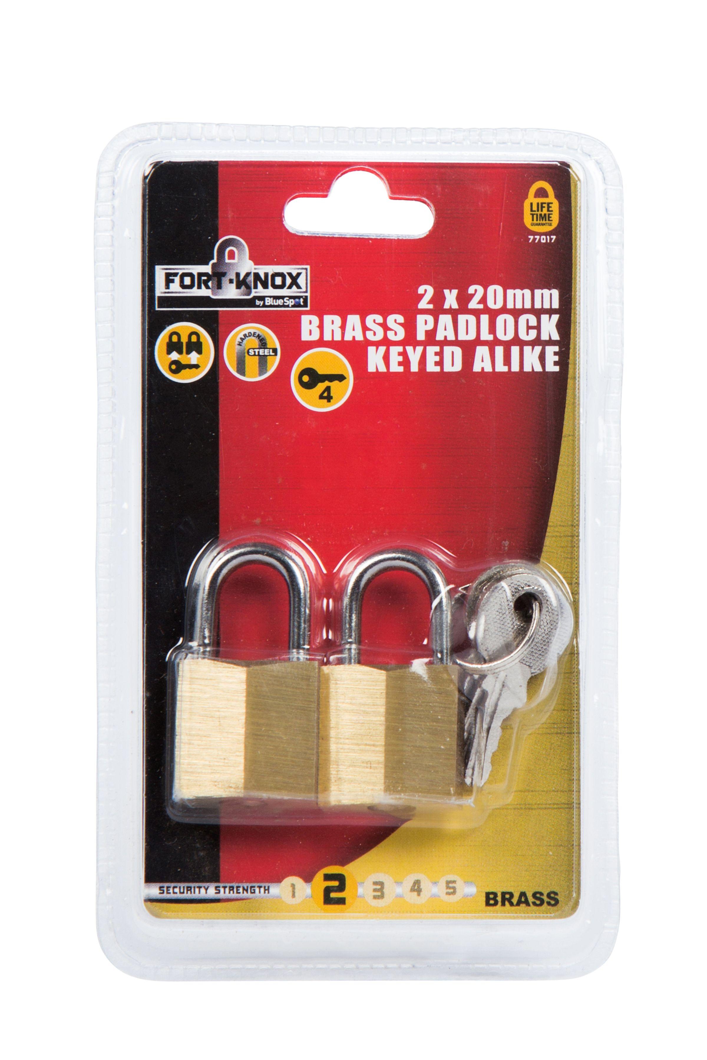 Blue Spot Tools 2 X 20MM Brass Padlock Keyed Alike