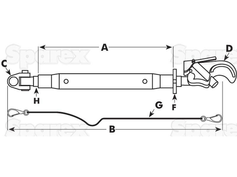 Top Link Superlink (Lever Lock) (Cat.2/3) Knuckle and Q.R. Hook, Min. Length: 610mm. for Case IH 5150 (Maxxum Series)