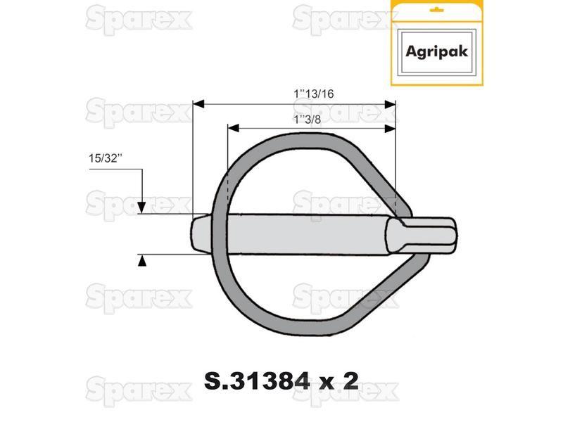 Rubig Safety Linch Pin, Pin Ø11.5mm x 55mm (2 pcs. Agripak)