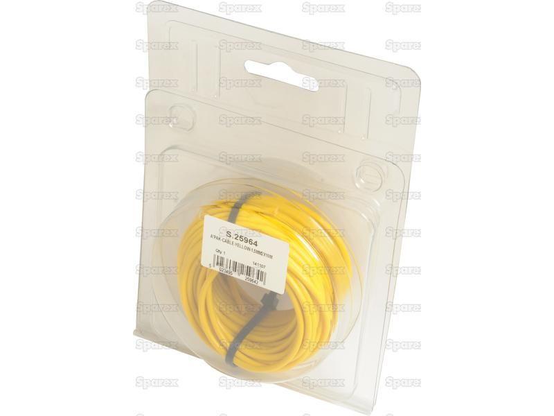Electrical Cable - 1 Core, 1.5mm°² Cable, Yellow (Length: 10M), (Agripak)