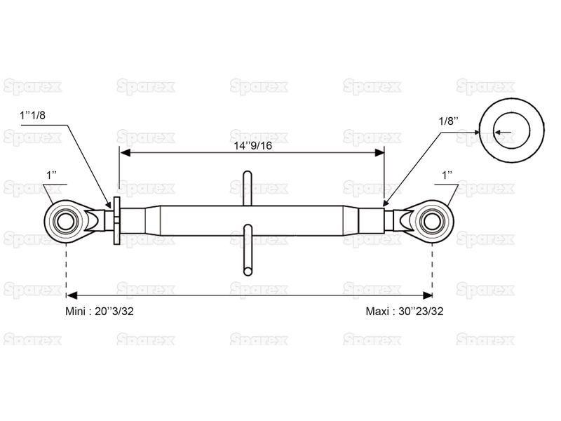 Top Link Standard Duty (Cat.2/2) Ball and Ball, Min. Length: 510mm.