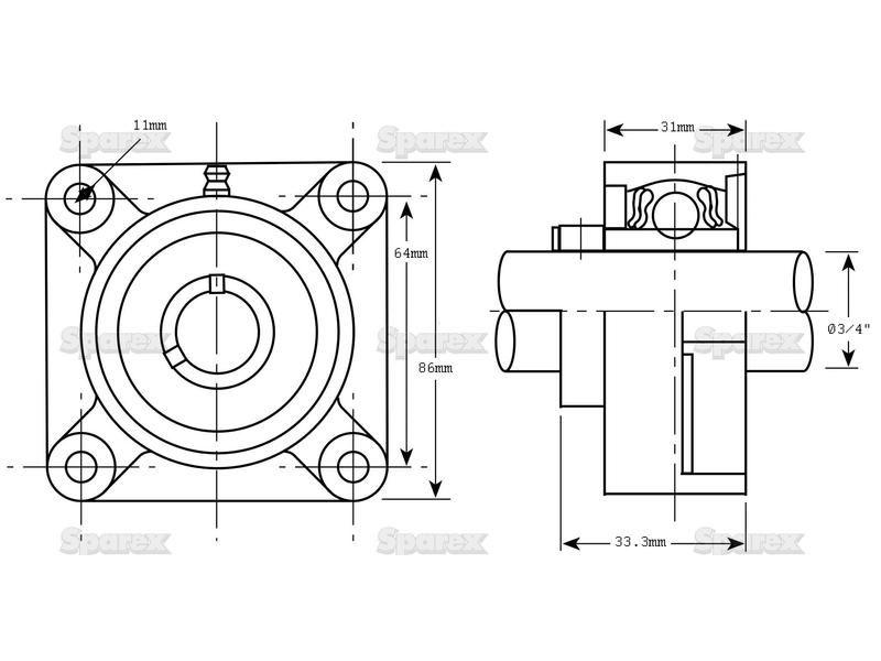 Sparex Four-Bolt Flanged Unit (UCF204-12) Bearings Reference (UCF204)