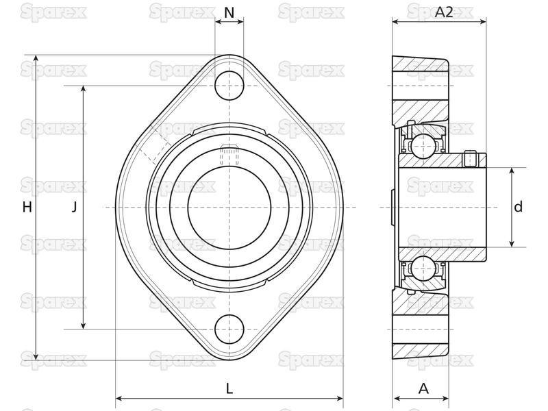 NTN SNR Two-Bolt Flanged Unit (USFD205) Bearings Reference (USFD205)