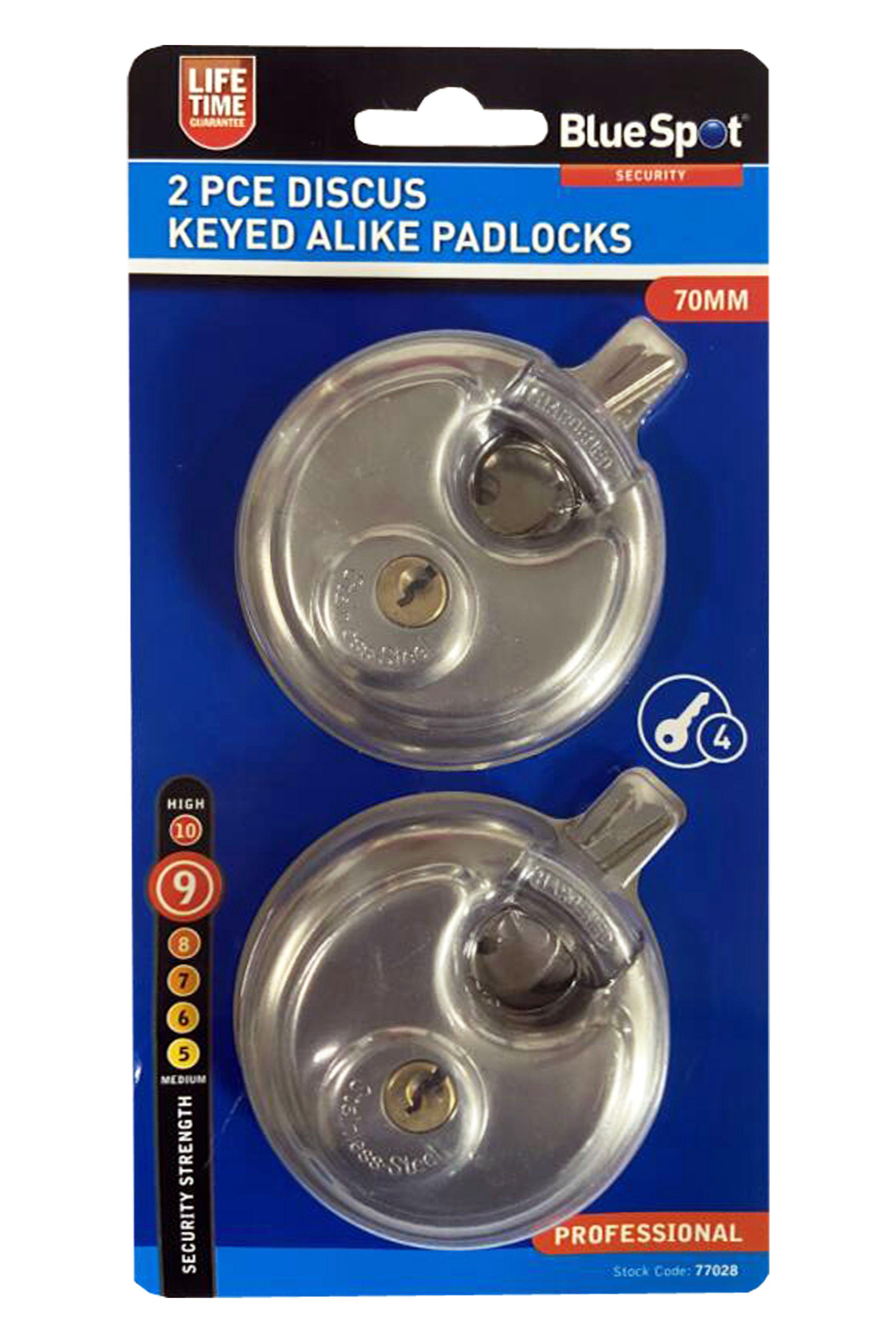Blue Spot Tools 2 PCE 70mm Discus Keyed Alike Padlocks