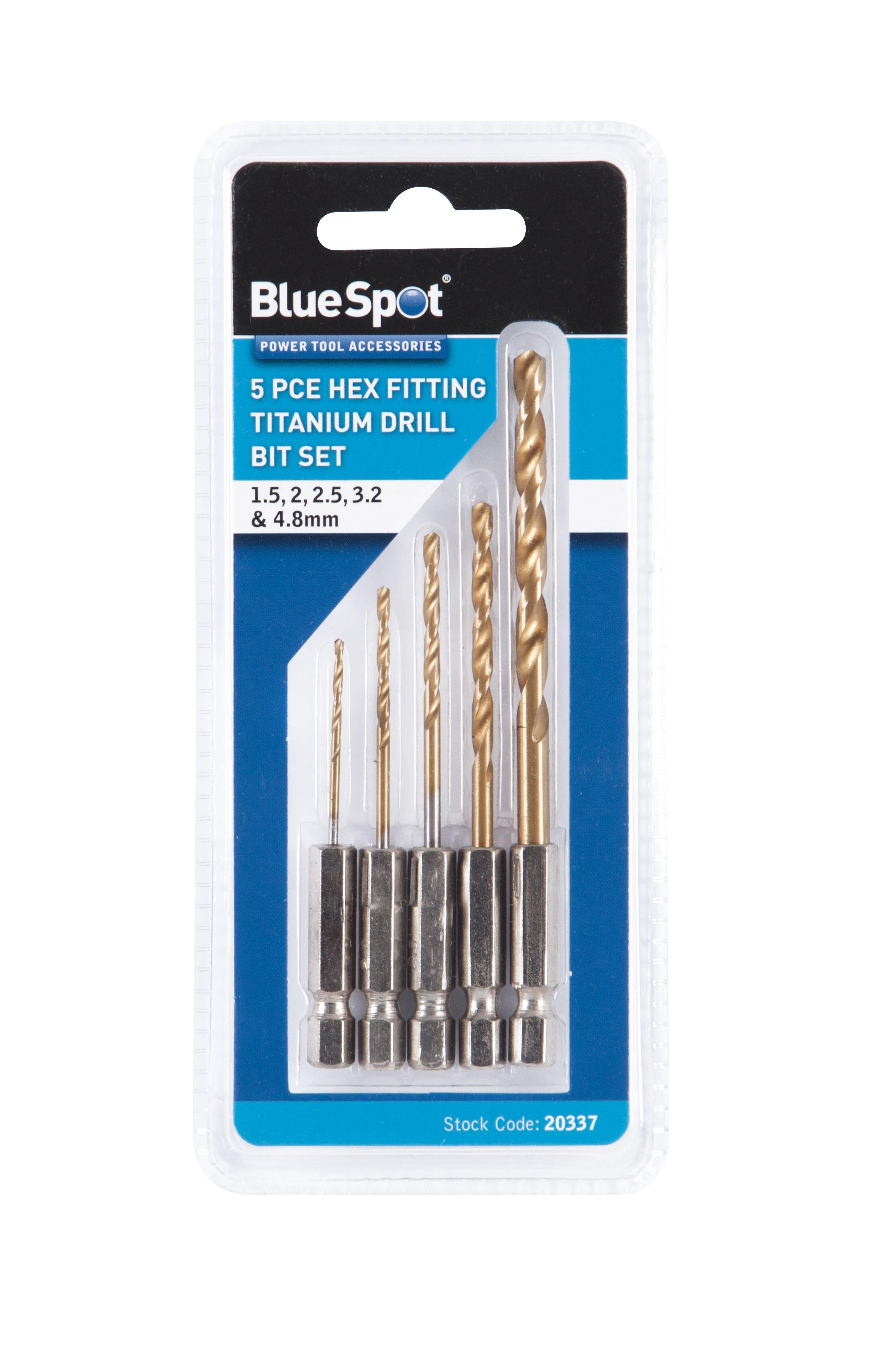 Blue Spot Tools 5 PCE Hex Fitting Titanium Drill Bit Set