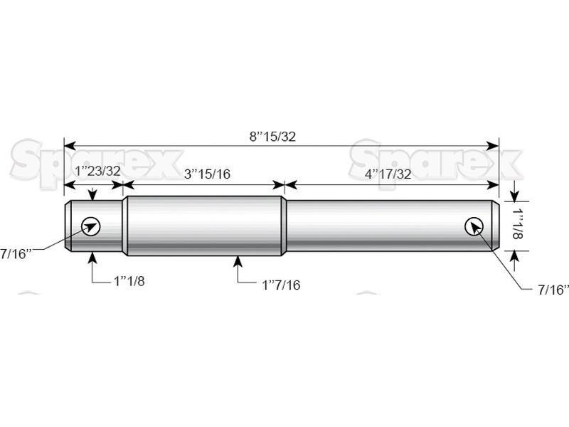Lower link implement pin dual 28 - 36x258mm, Thread size xmm Thread size 2/3