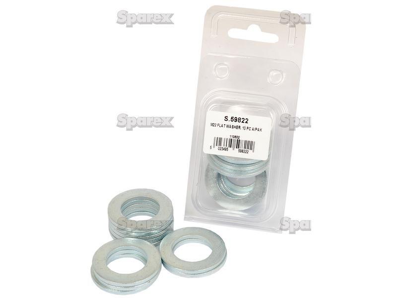 Metric Flat Washers, ID: 22mm (Din 125A) 10 pcs. Agripak