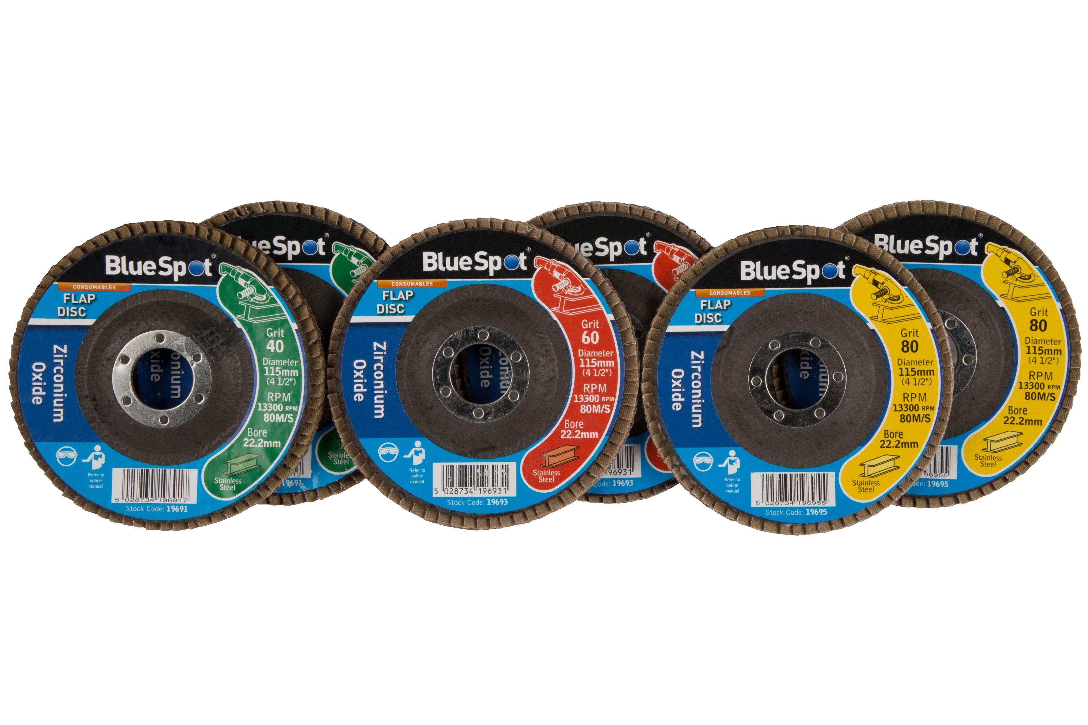 Blue Spot Tools 6 PCE 115mm (4.5") Zirconium Oxide Flap Disc Set