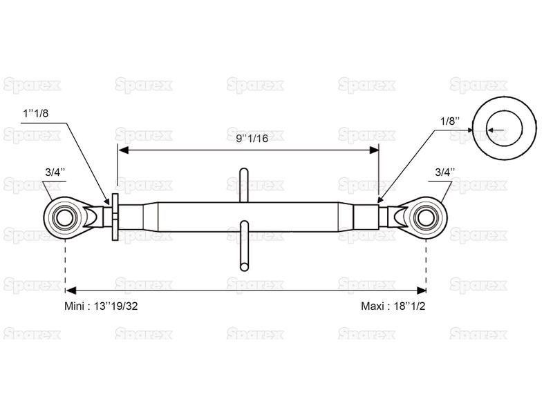 Top Link Standard Duty (Cat.1/1) Ball and Ball, Min. Length: 345mm.