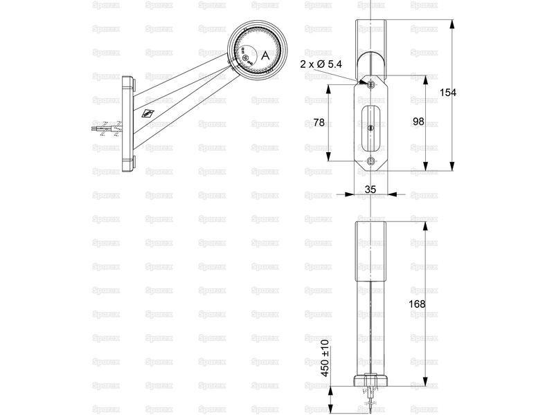 LED Outline Front/Rear Facing Marker Light, RH & LH, 12-24V