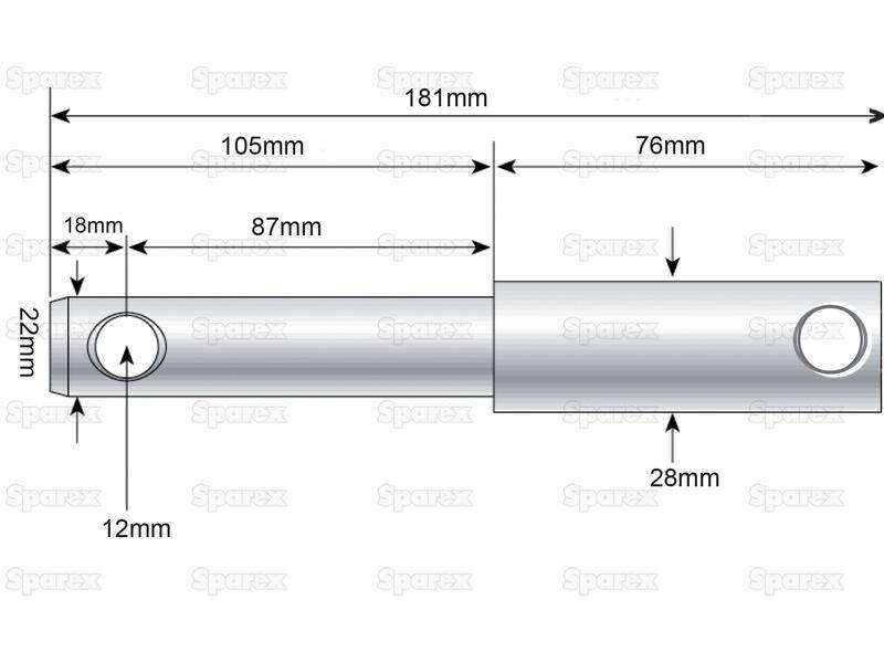 Lower Link Weld On Implement Mounting Pin 22 - 28x181mm Cat. 1/2