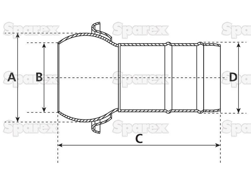 Coupling with Hose End - Male 5'' (120mm) x5'' (120mm) (Galvanised)