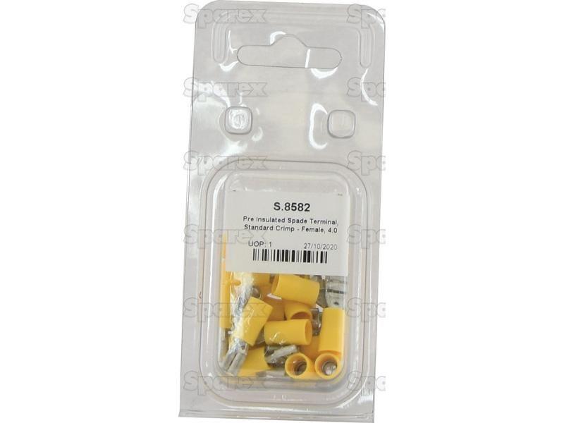 Pre Insulated Spade Terminal, Standard Crimp - Female, 6.3mm, Yellow (4.0 - 6.0mm) (Agripak 25 pcs.)