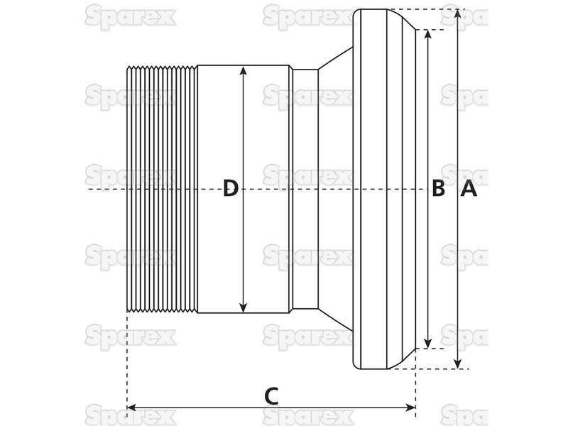 Female Coupling with Threaded end 5" Galvanised B | for Bauer Slurry Equipment