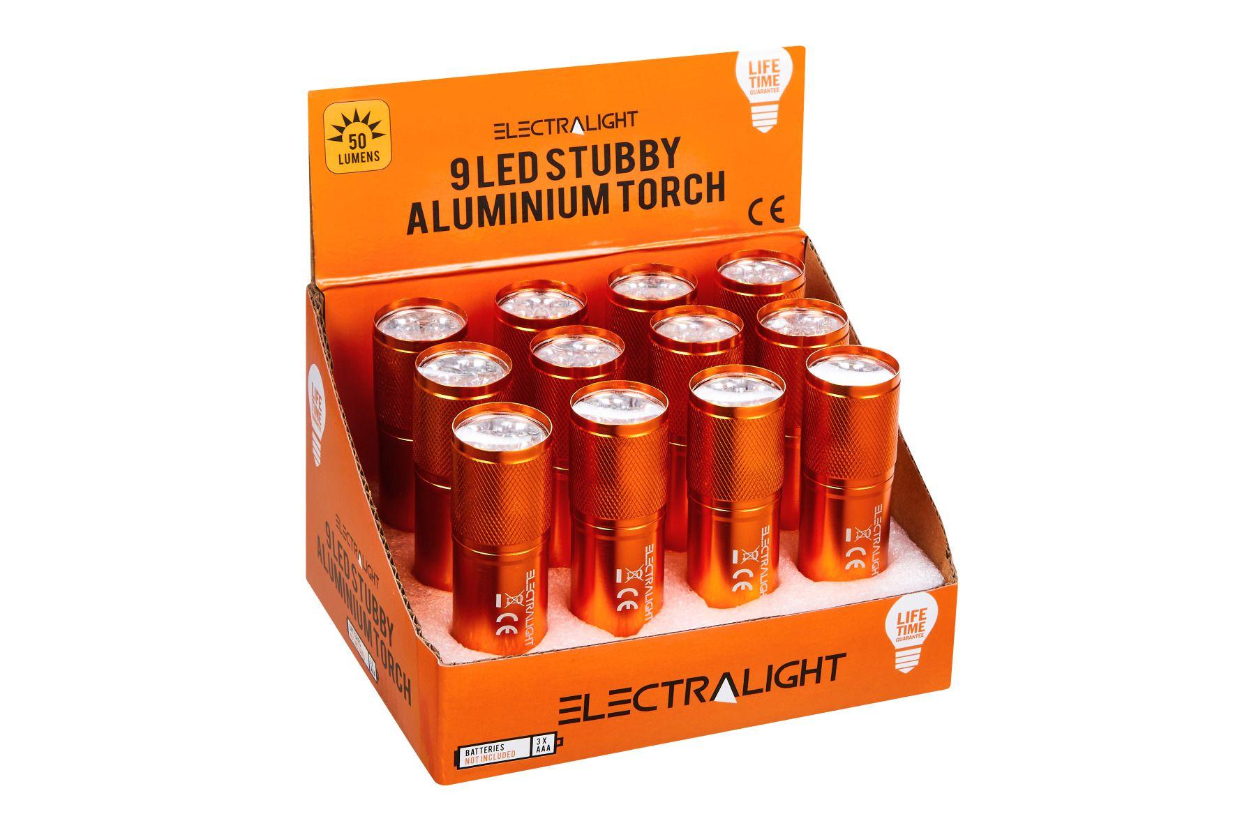 Electralight 9 LED Stubby Aluminium Torch No Batteries