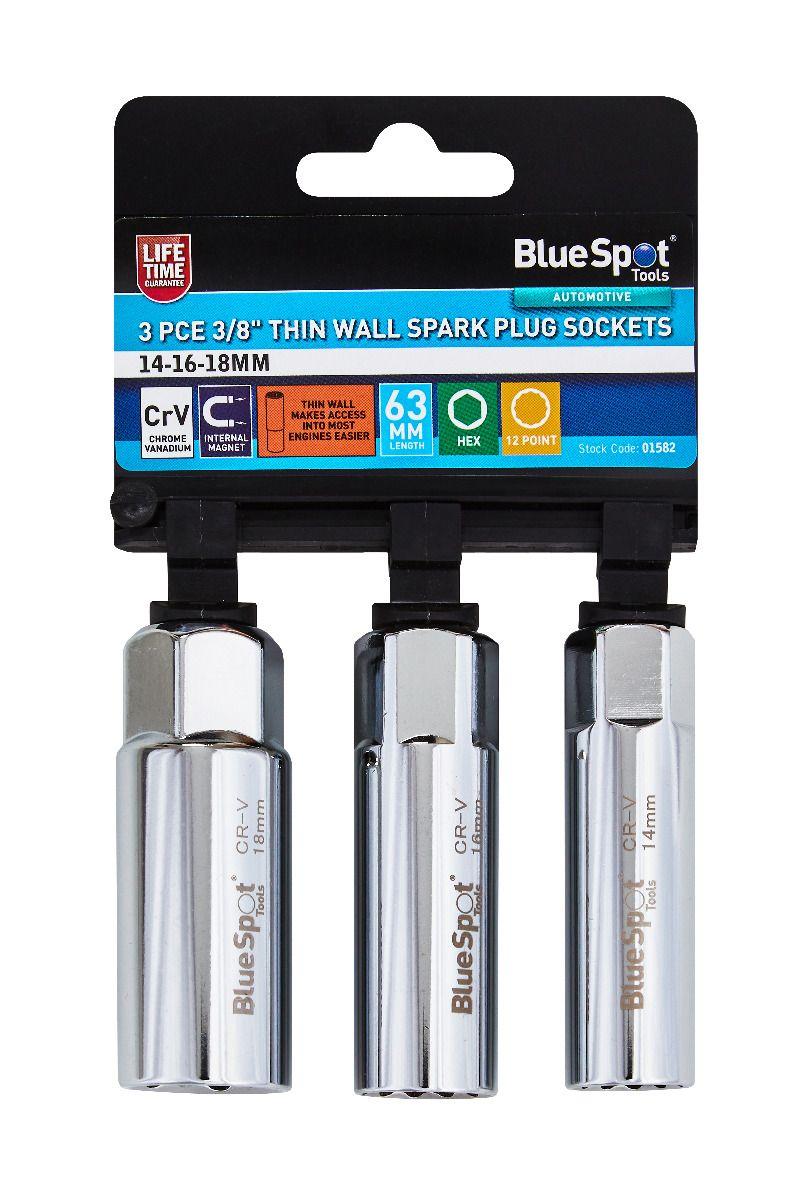 Blue Spot Tools 3 PCE 3/8" Spark Plug Sockets 14-16-18mm