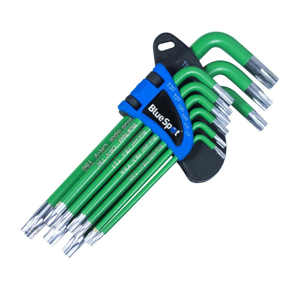 Blue Spot Tools 9 PCE Long Arm Chrome Vanadium Tamper Proof Torx Key Set