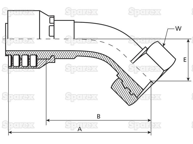 Parker Metric Hose Insert 1/2'' x M22 x 1.50  Female 135° Swept Swivel Light Series
