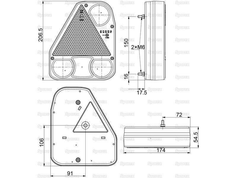 LED Rear Combination Light, Function: 4, Brake / Tail / Indicator / Reverse, LH, 12-24V